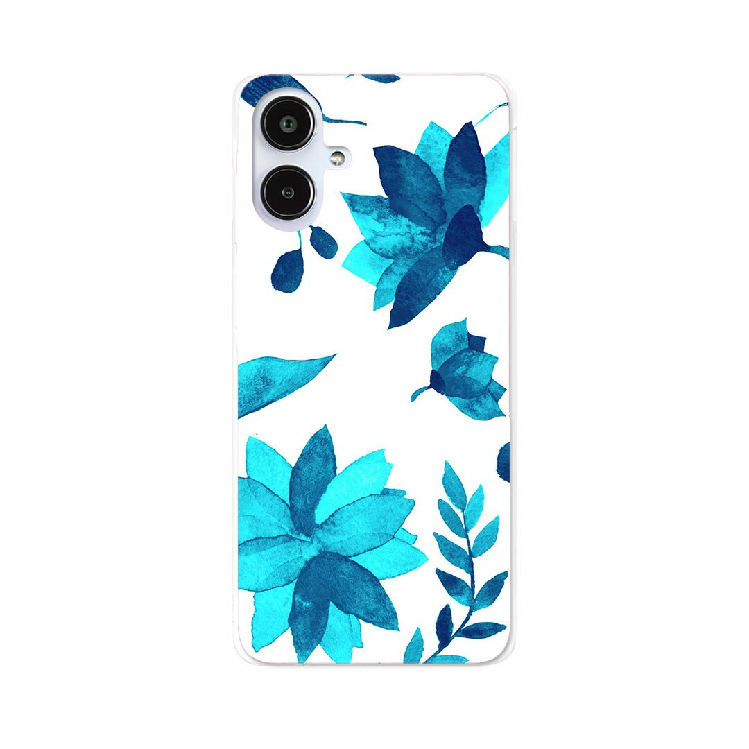 Rakuten - Galaxy A25 用 SC-53F / SCG33 共通対応 sc53f ケース カバー ハードケース 012213 花　植物　青