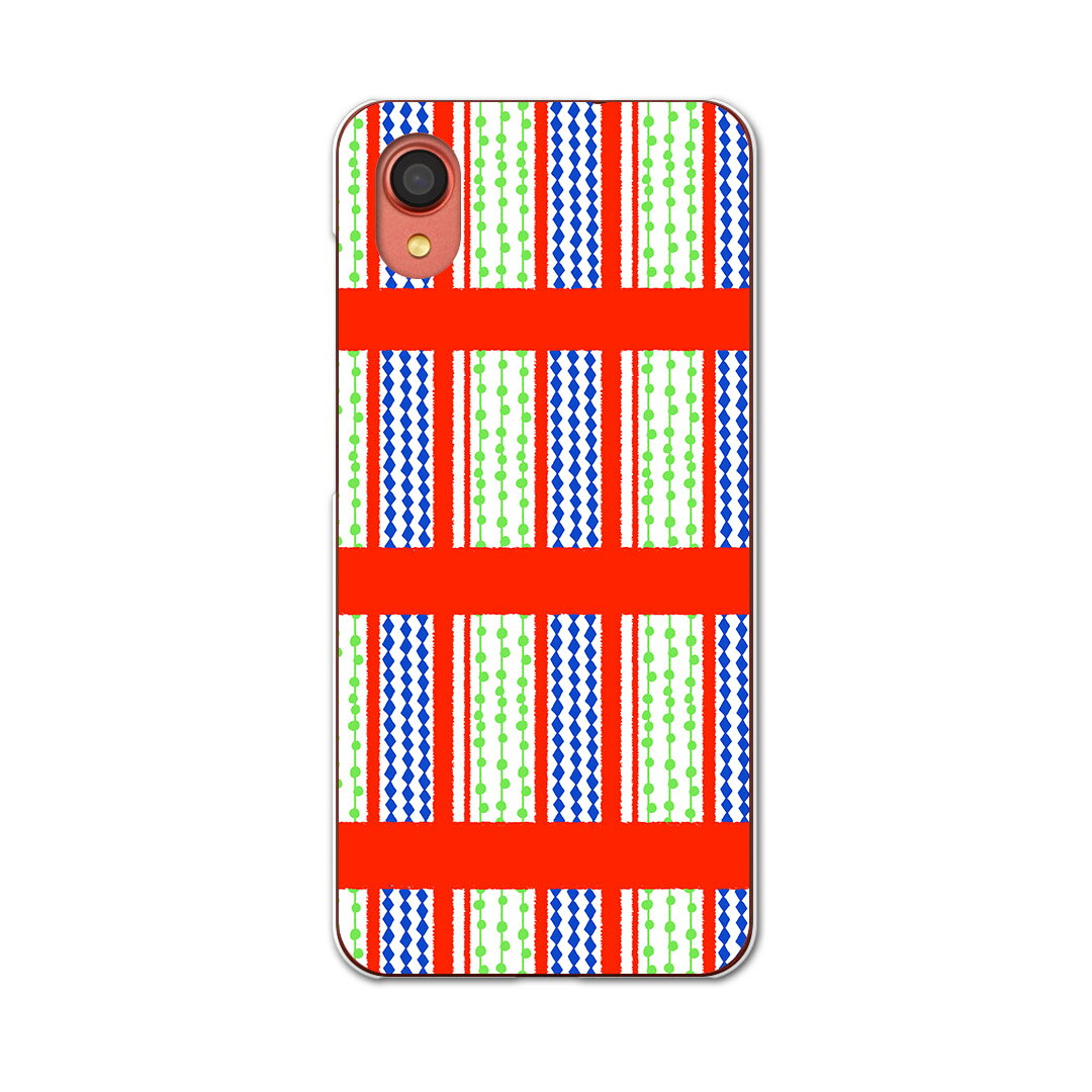 Rakuten - Galaxy A22 5G SC-56B 用 ハードケース SC56B igcase スマホカバー カバー ケース pc ハードケース 005660 チェック・ボーダー 模様　赤　青
