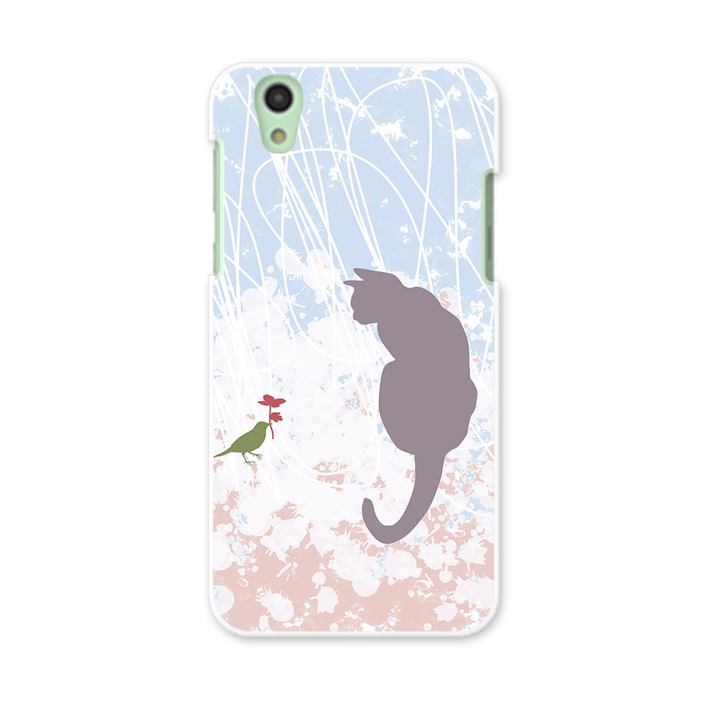 SH-01K AQUOS sense アクオス センス sh01k docomo ドコモ スマホ カバー スマホケース スマホカバー PC ハードケース 猫　鳥　ピンク　水色 アニマル 005005