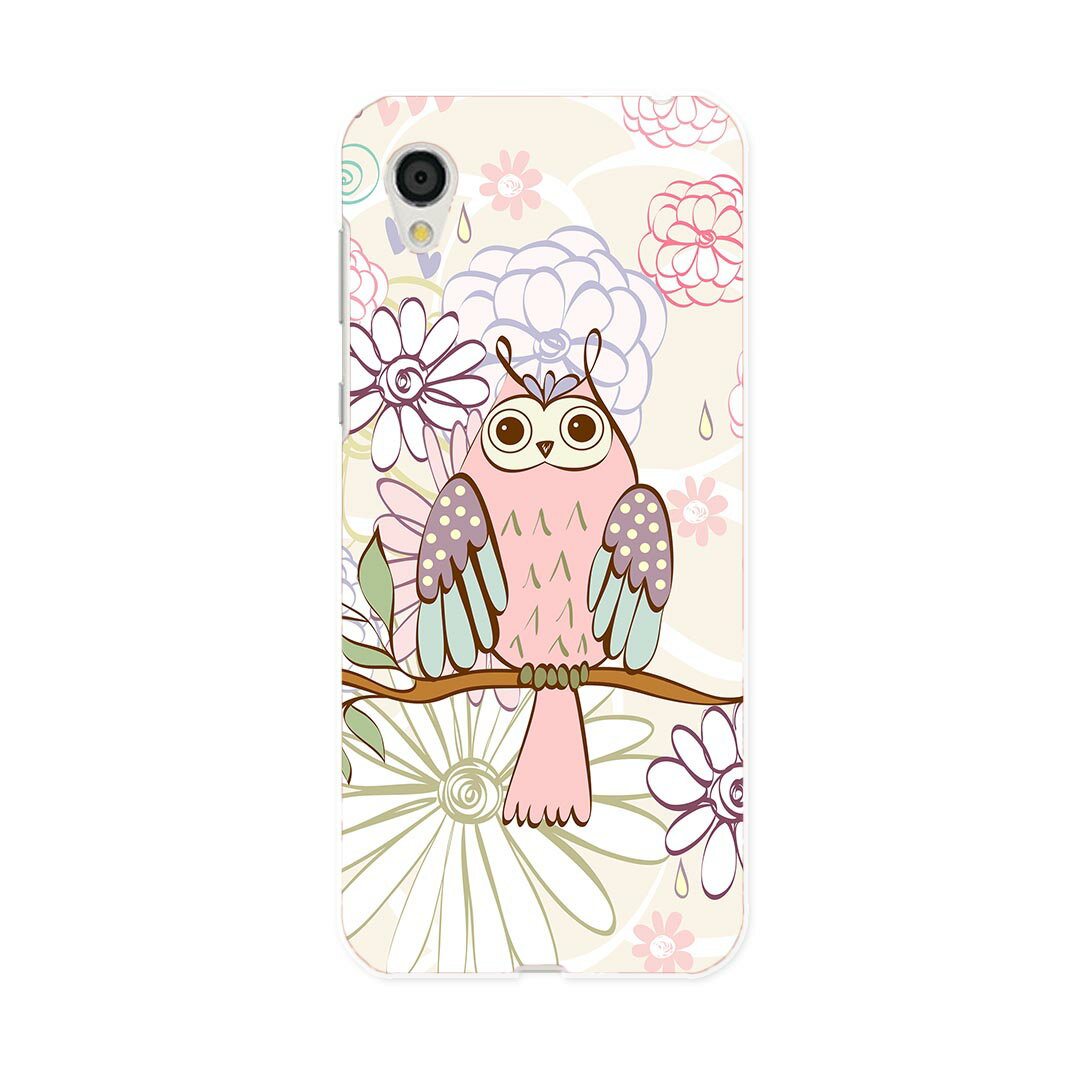 SH-01L AQUOS sense2 アクオス センスツー docomo ドコモ sh01l スマホ カバー スマホケース スマホカバー PC ハードケース 008898 花　フラワー　ピンク　フクロウ