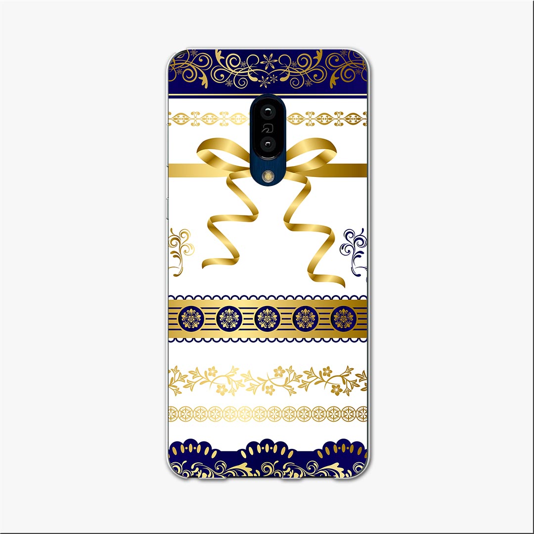 SHV47 AQUOS zero2 アクオス ゼロツー shv47 au エーユー スマホ カバー ケース スマホケース スマホカバー TPU ソフトケース 007628 青　ブルー　リボン　レース