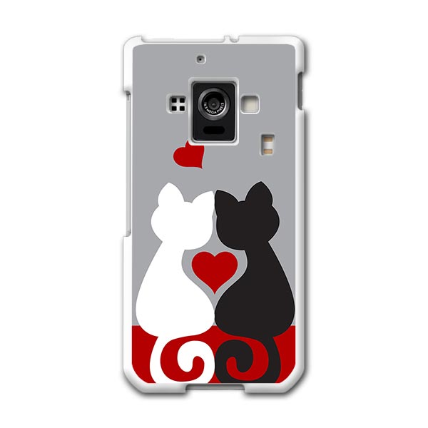 SH-02E AQUOS PHONE ZETA アクオスフォン sh02e docomo ドコモ スマホ カバー スマホケース ハード pc ケース ハードケース 猫 ハート イラスト ラブリー 000168