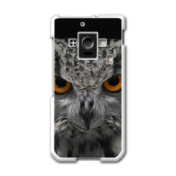 SH-02E AQUOS PHONE ZETA アクオスフォン sh02e docomo ドコモ スマホ カバー スマホケース ハード pc ケース ハードケース 写真 フクロウ 黒 ブラック アニマル 007937