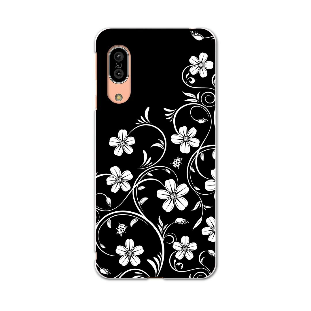 乐天商城 - SH-02M AQUOS sense3 アクオス センススリー sh02m docomo ドコモ スマホ カバー 全機種対応 あり ケース スマホケース スマホカバー TPU ソフトケース 001052 花　モノクロ