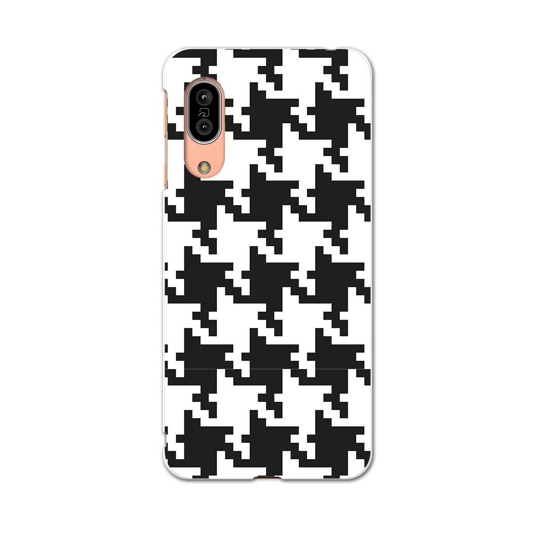 SH-02M AQUOS sense3 アクオス センススリー sh02m docomo ドコモ スマホ カバー 全機種対応 あり ケース スマホケース スマホカバー TPU ソフトケース 003884 千鳥柄　白　黒