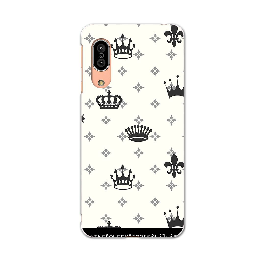 SH-02M AQUOS sense3 アクオス センススリー sh02m docomo ドコモ スマホ カバー 全機種対応 あり ケース スマホケース スマホカバー TPU ソフトケース 007905 黒　ブラック　クラウン　王冠　模様