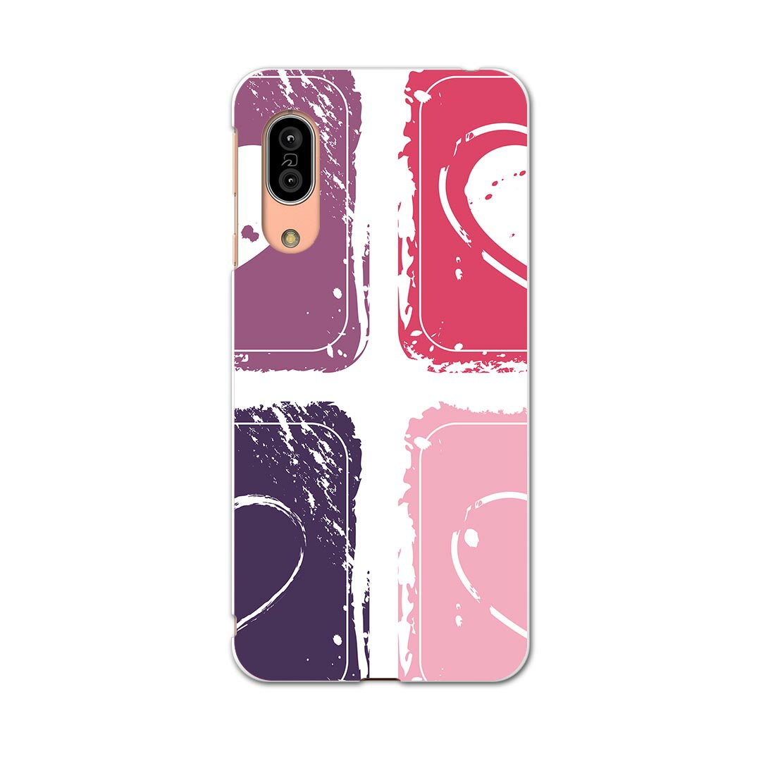SH-02M AQUOS sense3 アクオス センススリー sh02m docomo ドコモ スマホ カバー 全機種対応 あり ケース スマホケース スマホカバー TPU ソフトケース 008827 イラスト　ハート　赤　紫