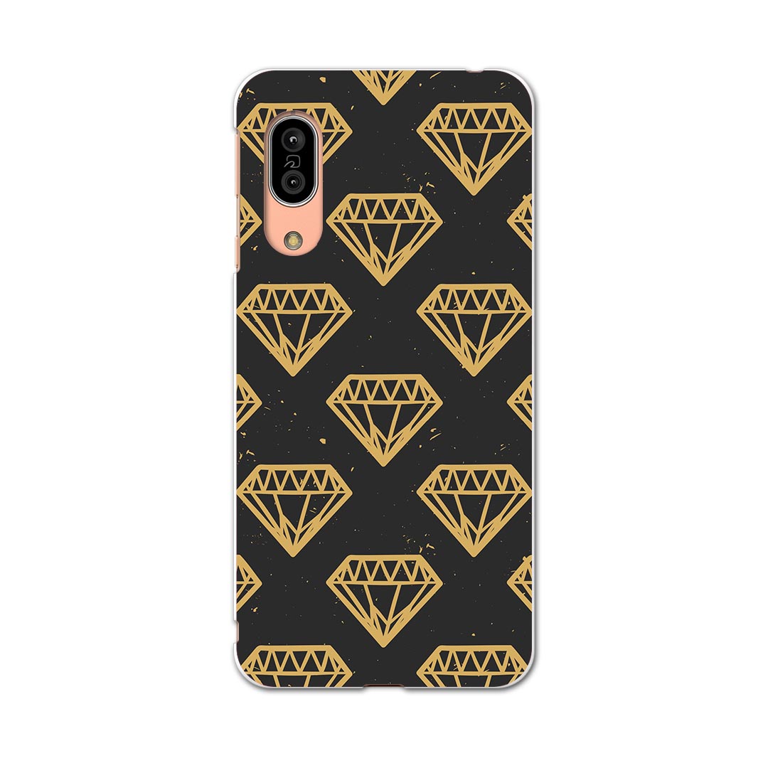 AQUOS sense3 SH-02M アクオス センススリー sh02m 専用ソフトケース スマホカバー カバー ケース tpu ソフト ケース 010209 模様　ダイヤ　黒