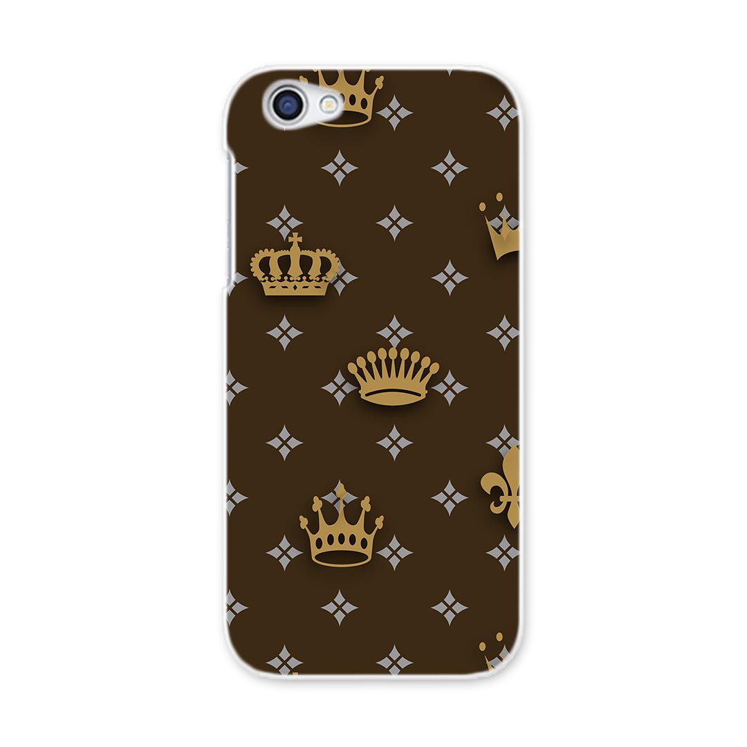 SH-03J AQUOS R アクオス R sh03j docomo ドコモ スマホ カバー ケース スマホケース スマホカバー PC ハードケース 茶色　ブラウン　クラウン　王冠　模様 チェック・ボーダー 007906