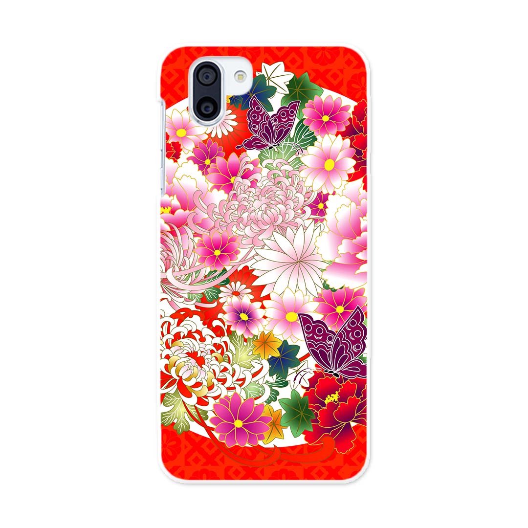SHV42 AQUOS R2 アクオス アールツー au エーユー shv42 スマホ カバー ケース スマホケース スマホカバー TPU ソフトケース 007935 和風　和柄　花　フラワー　赤　レッド