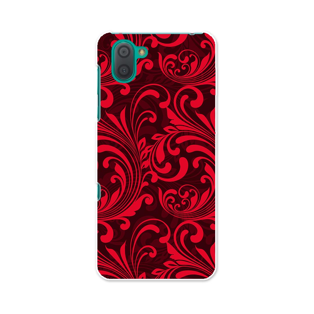 SHV44 AQUOS R3 アクオス アールスリー au エーユー shv44 スマホ カバー 全機種対応 あり ケース スマホケース スマホカバー TPU ソフトケース 008240 赤　レッド　ブラック　黒　植物　模様