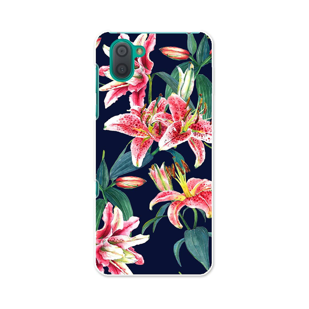 808SH AQUOS R3 アクオス アールスリー 808sh softbank ソフトバンク スマホ カバー ケース スマホケース スマホカバー TPU ソフトケース 012130 花　植物　ネイビー