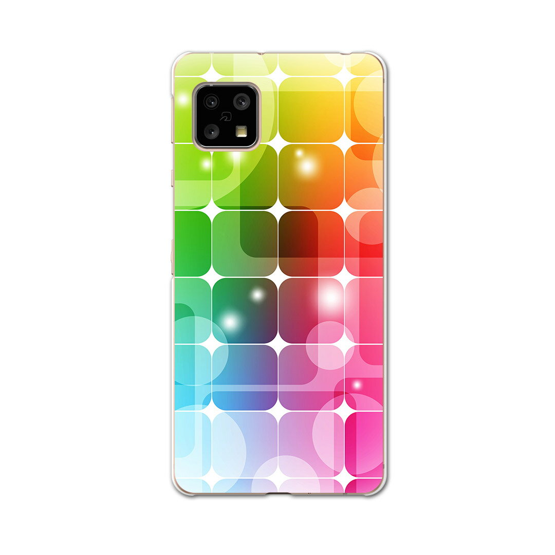 AQUOS Sense4 専用ケース ハードケース SH-41A docomo ドコモ igcase スマホカバー カバー ケース 000119 その他 虹色　四角　タイル