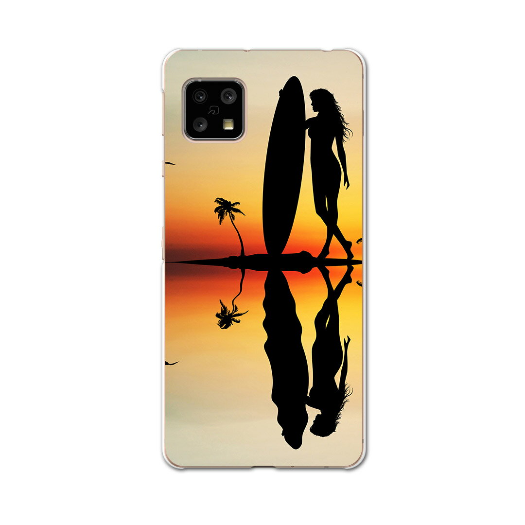 Mobile Phone - AQUOS sense5G 専用ケース ハードケース SHG03 au igcase スマホカバー カバー ケース 003598 スポーツ サーフィン　海　イラスト