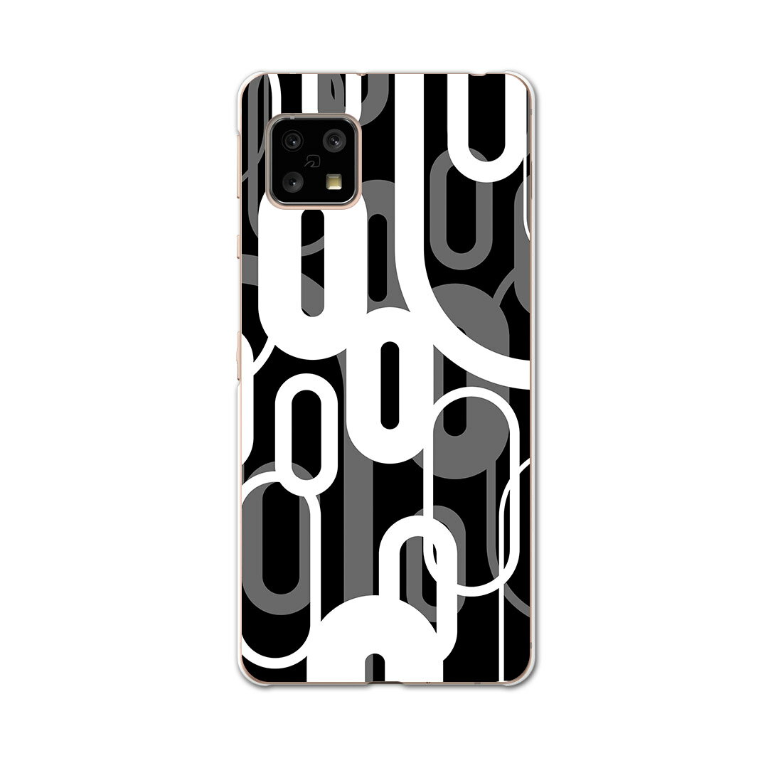 AQUOS Sense4 専用ケース ハードケース SH-41A docomo ドコモ igcase スマホカバー カバー ケース 007886 チェック・ボーダー 白黒　模様　ブラック　黒