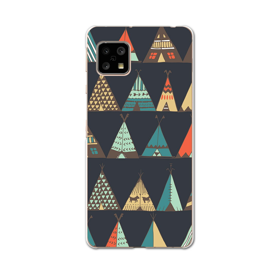 AQUOS Sense4 専用ケース ハードケース SH-41A docomo ドコモ igcase スマホカバー カバー ケース 010587 模様　テント　ネイビー