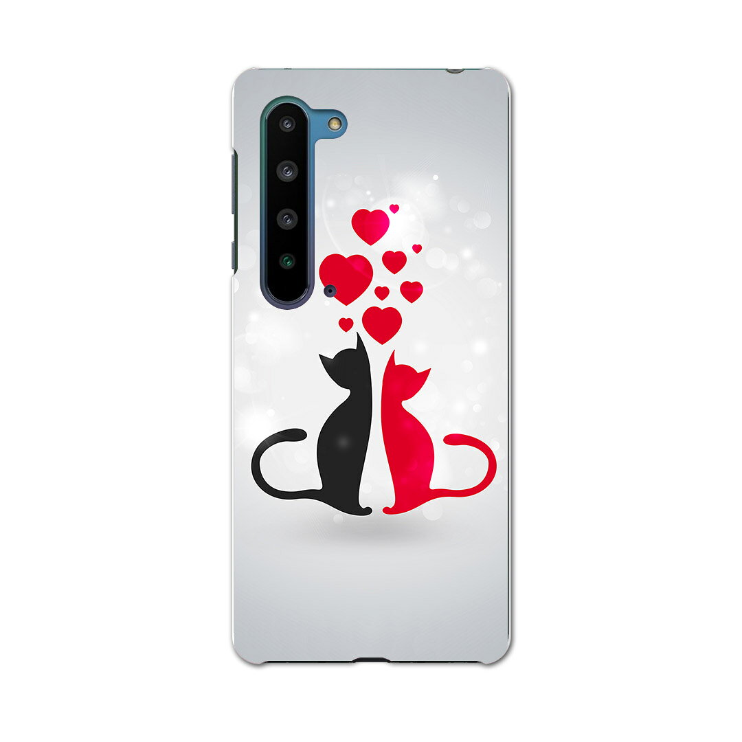 AQUOS R5G SH-51A アクオス アールファイブジー sh51a ドコモ docomo スマホ カバー ケース スマホケース スマホカバー PC ハードケース 000254 ラブリー 猫　ハート　イラスト