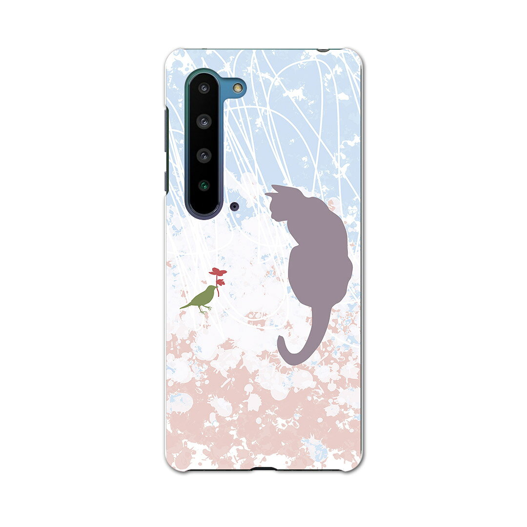 AQUOS R5G アクオス アールファイブジー aquosr5g ソフトバンク SoftBank スマホ カバー ケース スマホケース スマホカバー PC ハードケース 005005 猫 鳥 ピンク 水色