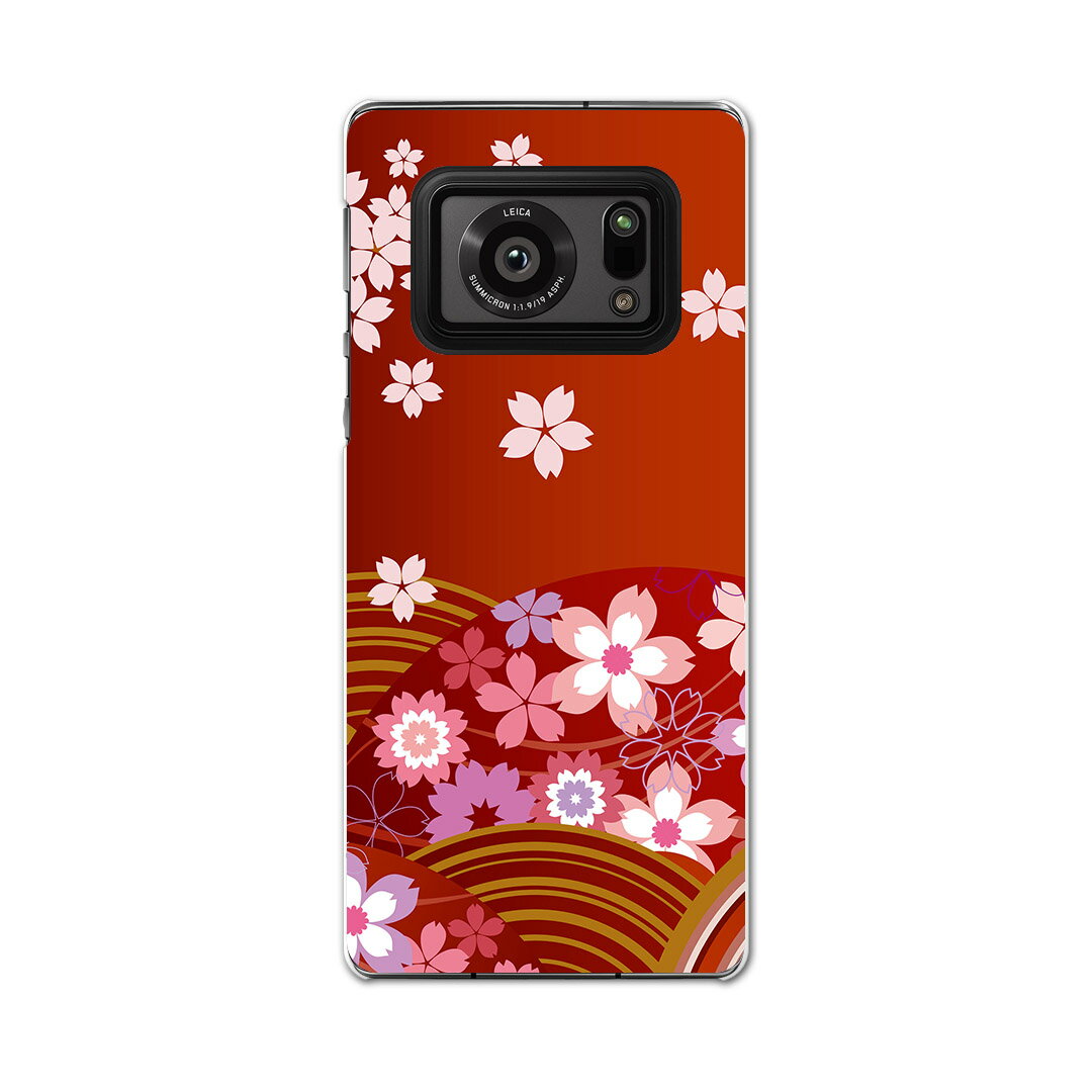 AQUOS R6 SH-51B SHARP シャープ アクオス docomo ドコモ スマホ カバー ケース スマホケース スマホカバー PC ハードケース 000081 赤　桜　和柄