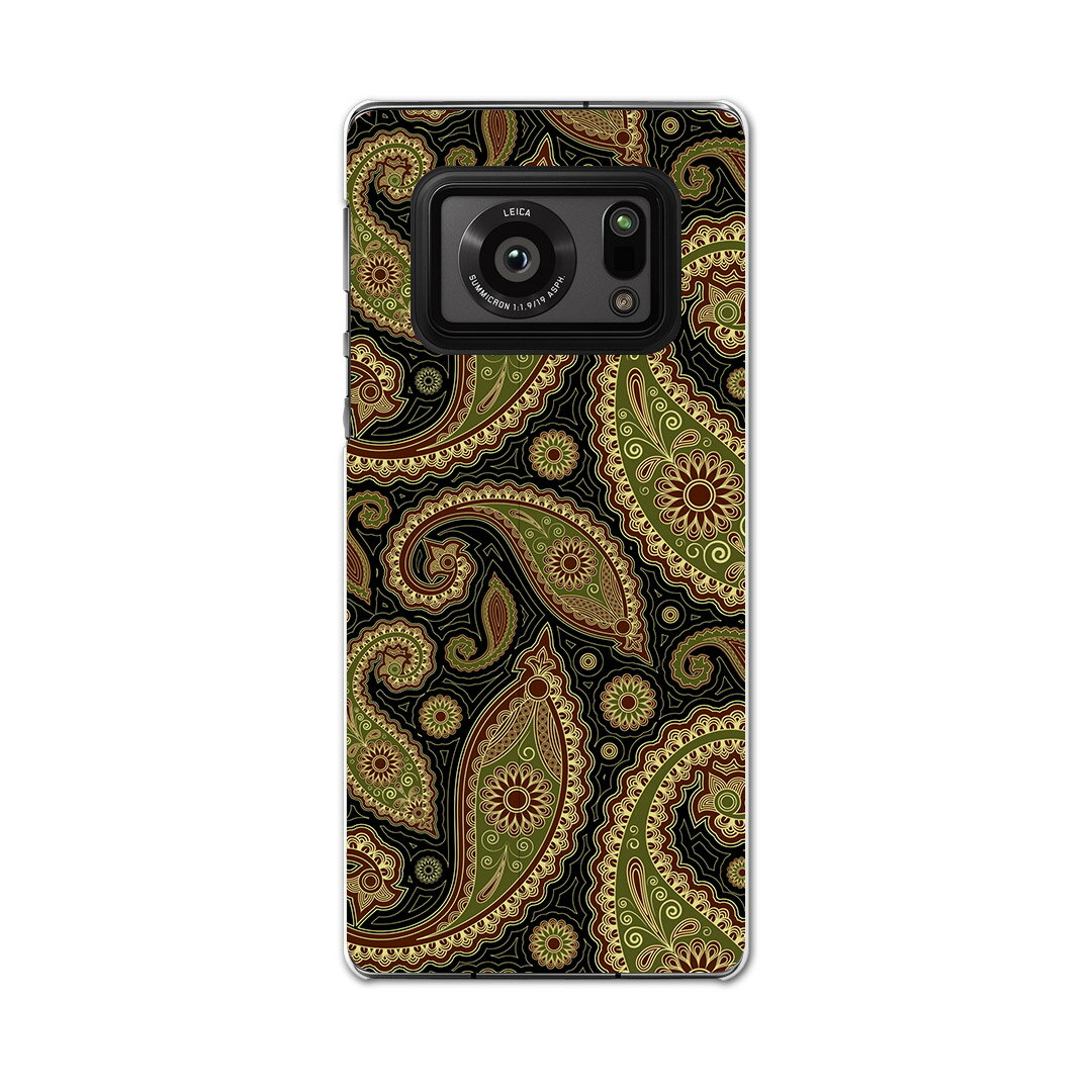 AQUOS R6 SH-51B SHARP シャープ アクオス docomo ドコモ スマホ カバー ケース スマホケース スマホカバー PC ハードケース 004435 ペイズリー　黒　緑