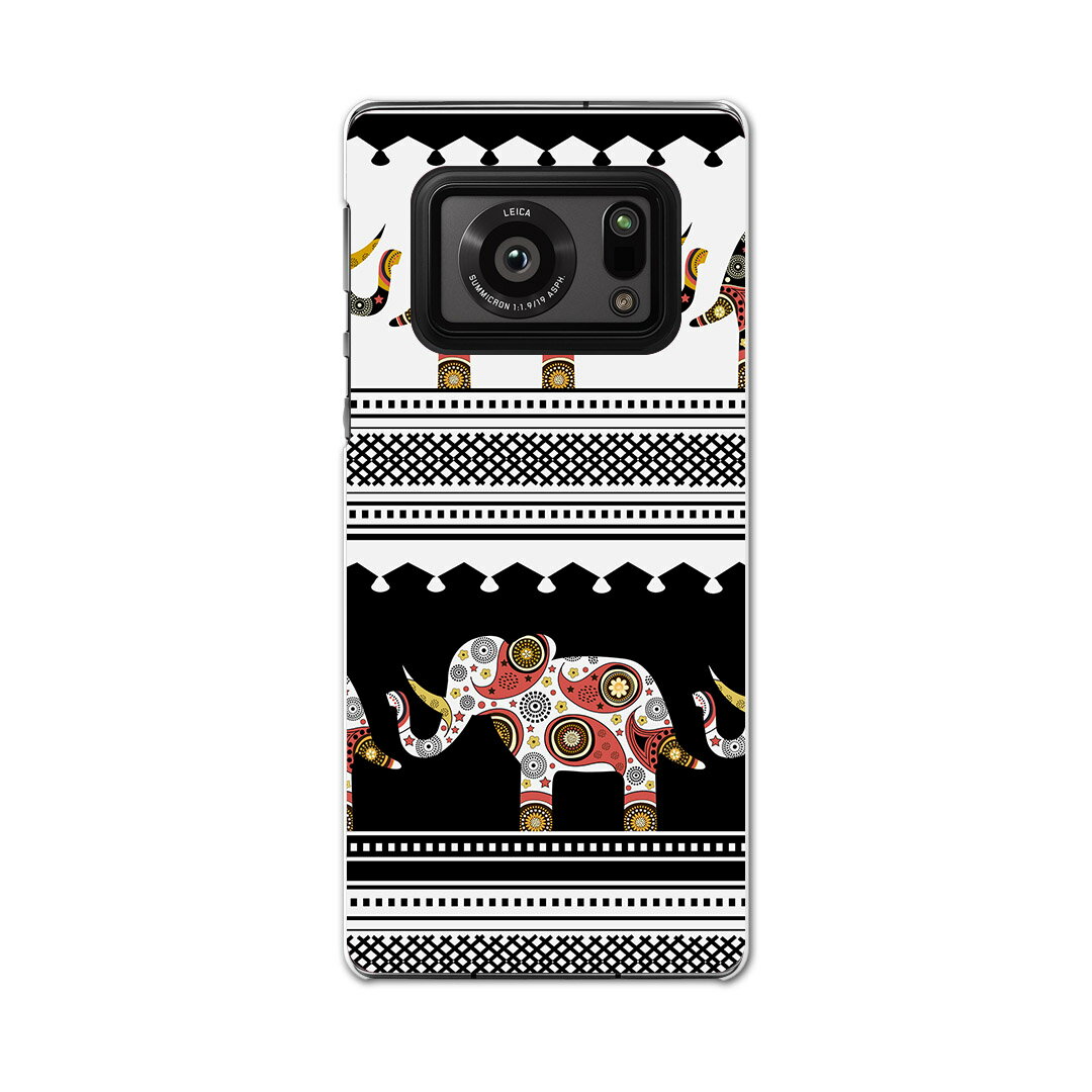 AQUOS R6 SH-51B SHARP シャープ アクオス docomo ドコモ スマホ カバー ケース スマホケース スマホカバー PC ハードケース 008150 象　ぞう　模様　アジアン