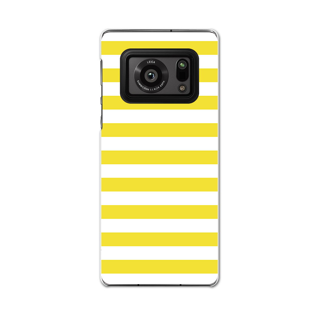 Mobile Phone - AQUOS R6 SH-51B SHARP シャープ アクオス docomo ドコモ スマホ カバー ケース スマホケース スマホカバー PC ハードケース 009037 シンプル　ボーダー　黄色