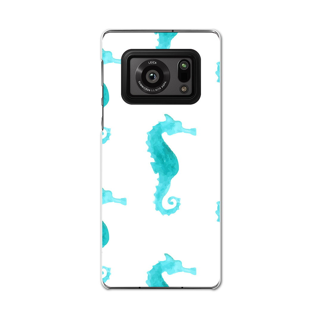 AQUOS R6 SH-51B SHARP シャープ アクオス docomo ドコモ スマホ カバー ケース スマホケース スマホカバー PC ハードケース 010981 海　タツノオトシゴ　緑