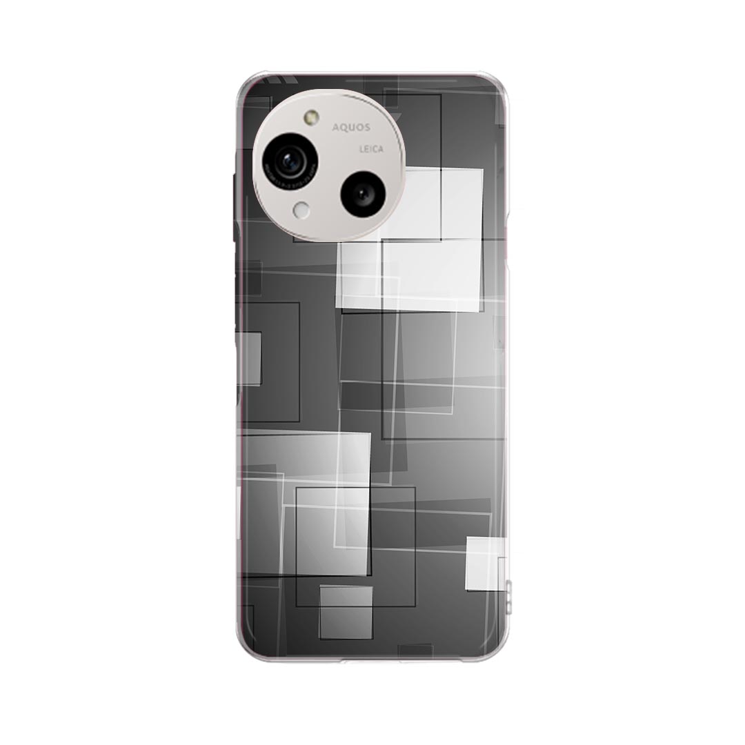 AQUOS R10 用 スマホケース SH-51F / A501SH / SH-M31 共通対応 sh51f ケース カバー ハードケース 000306 モノクロ　タイル　市松模様
