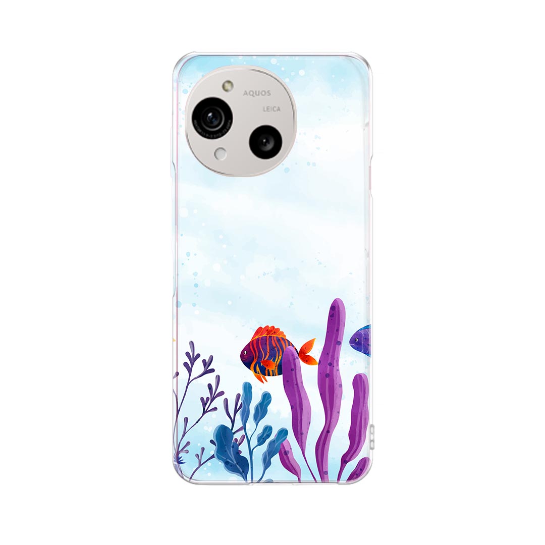 乐天商城 - AQUOS R10 用 スマホケース SH-51F / A501SH / SH-M31 共通対応 sh51f ケース カバー ハードケース 033440 水彩画 海 魚