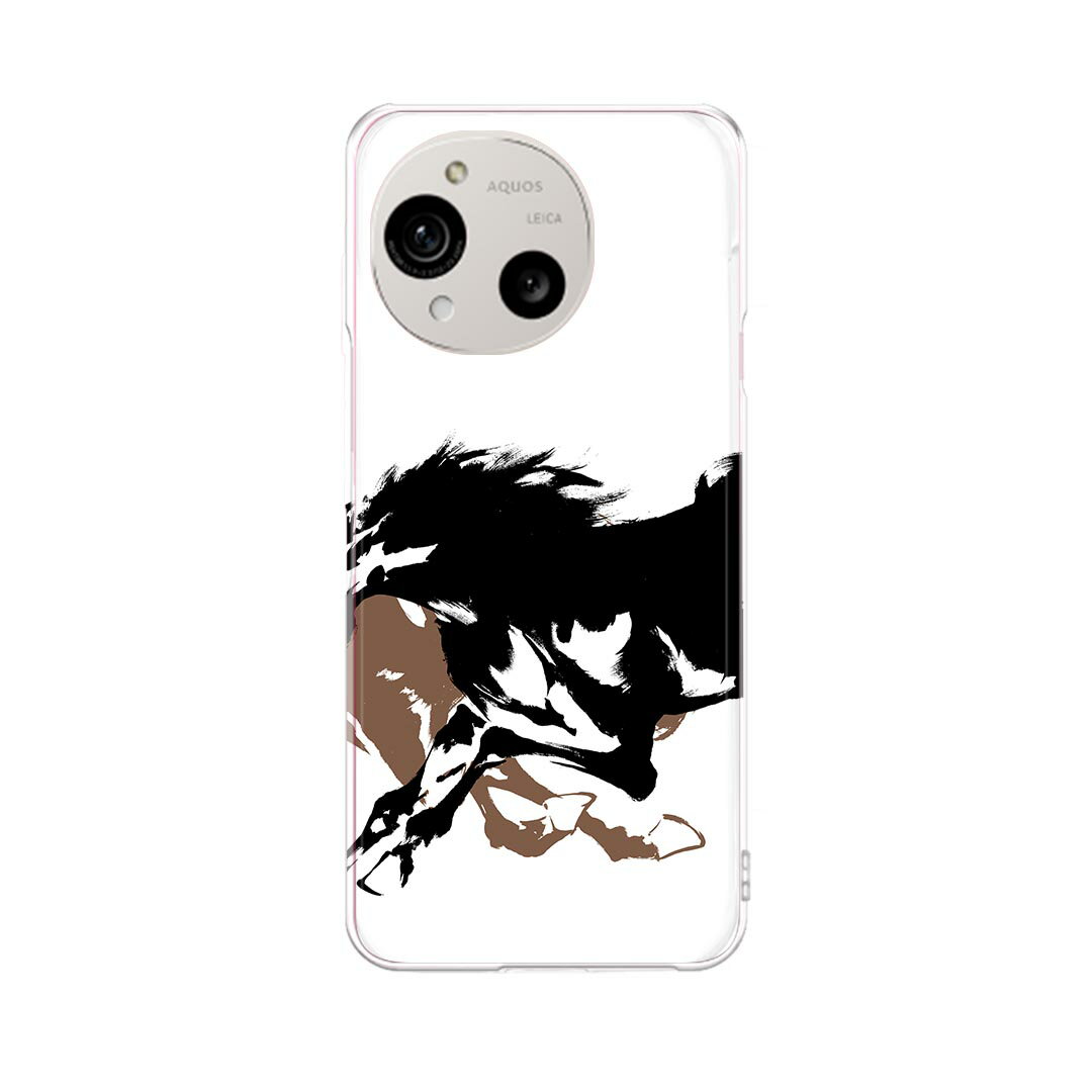 AQUOS R10 用 スマホケース SH-51F / A501SH / SH-M31 共通対応 sh51f ケース カバー ハードケース 007365 馬　イラスト　黒　ブラック　ブラウン