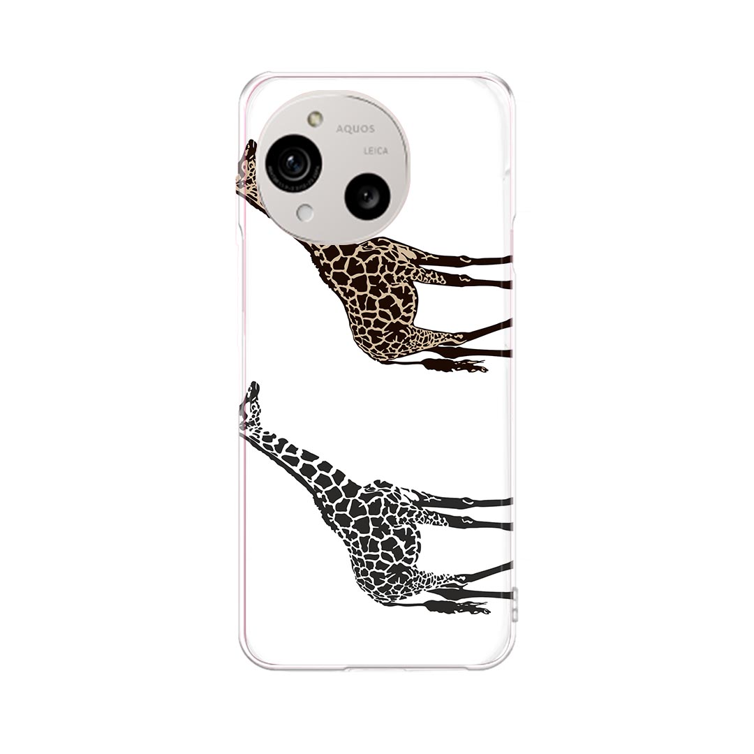 AQUOS R10 用 スマホケース SH-51F / A501SH / SH-M31 共通対応 sh51f ケース カバー ハードケース 010196 動物 キリン モノクロ
