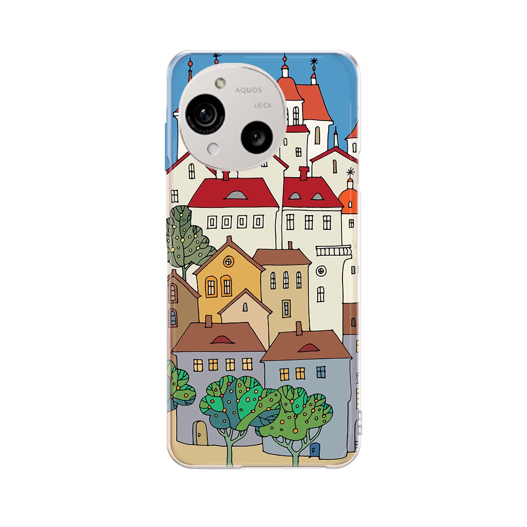 乐天商城 - AQUOS R10 用 スマホケース SH-51F / A501SH / SH-M31 共通対応 sh51f ケース カバー ハードケース 011197 建物　風景　イラスト