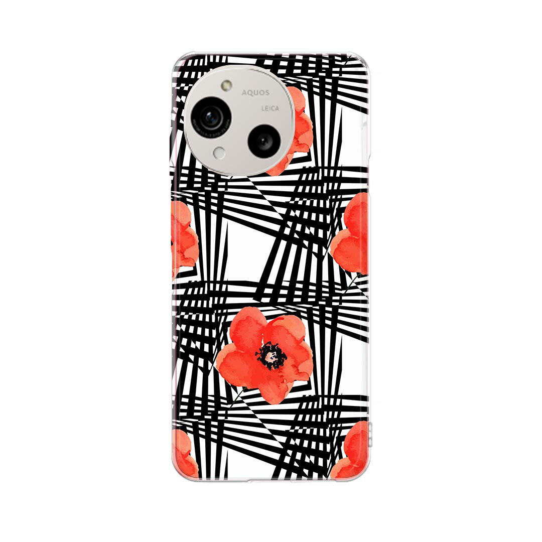 AQUOS R10 用 スマホケース SH-51F / A501SH / SH-M31 共通対応 sh51f ケース カバー ハードケース 012217 花柄　赤　黒