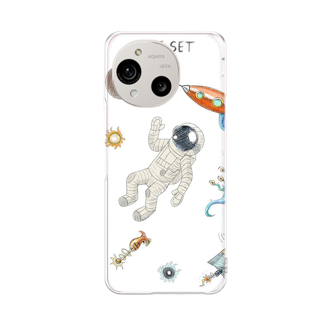 AQUOS R10 用 スマホケース SH-51F / A501SH / SH-M31 共通対応 sh51f ケース カバー ハードケース 013608 宇宙　UFO　スペース