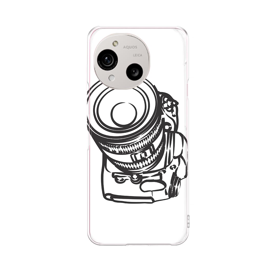 AQUOS R10 用 スマホケース SH-51F / A501SH / SH-M31 共通対応 sh51f ケース カバー ハードケース 014761 カメラ　白黒　一眼レフ