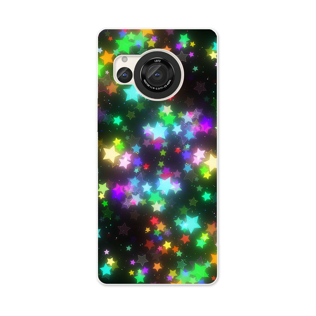 AQUOS R8 用ハード ケース SH-52D 対応 ケース カバー sh52d ハードケース 014008 星　ネオン　カラフル