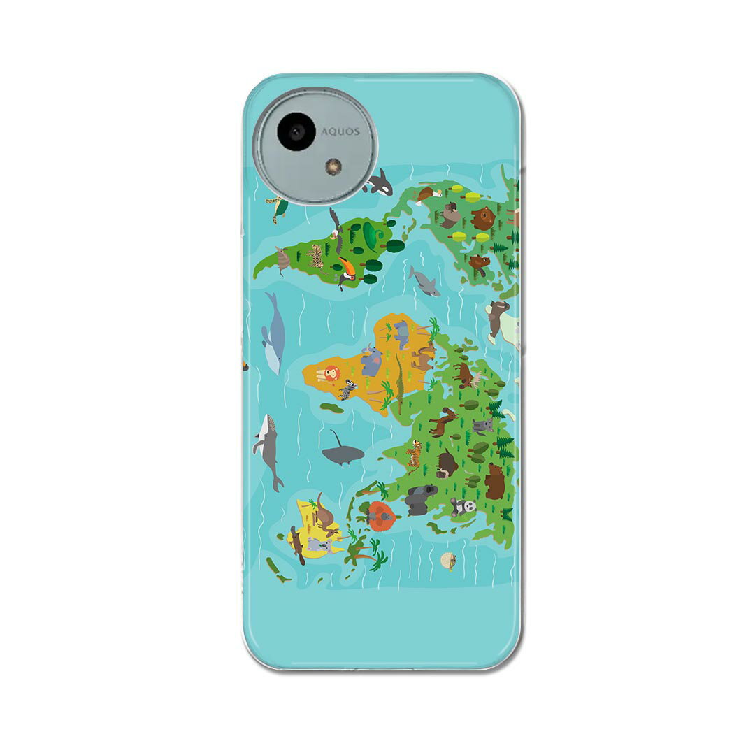 乐天商城 - AQUOS wish4 用 ハードケース SH-52E / A402SH 共通対応 ハード ケース sh52e 対応 ケース カバー 015958 世界地図　wordmap 動物