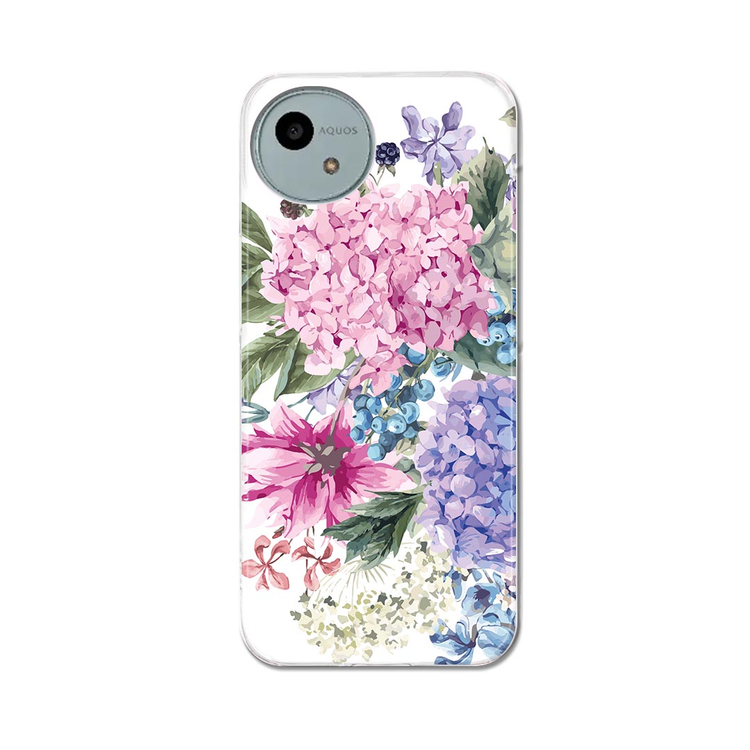 AQUOS wish4 用 ハードケース SH-52E / A402SH 共通対応 ハード ケース sh52e 対応 ケース カバー 017811 梅雨 アジサイ 紫陽花