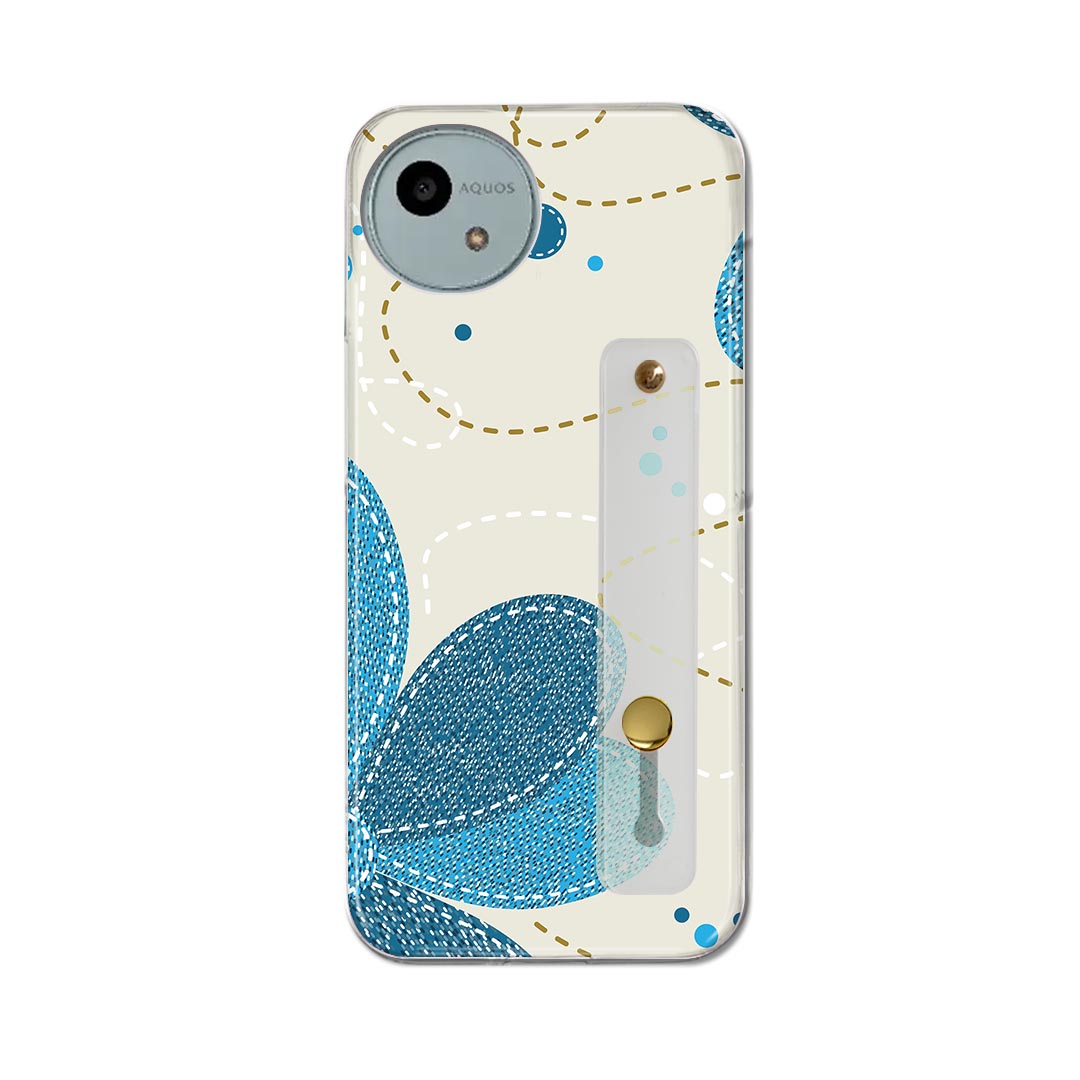 【送料無料】AQUOS wish4 用 SH-52E / A402SH 共通対応 ハードケース スマホ ベルト付 スマホバンド 落下防止 シリコン スタンド機能付 スリム 背面 片手持ち カバー 携帯リング フィンガーリング 角度調整 006711 花