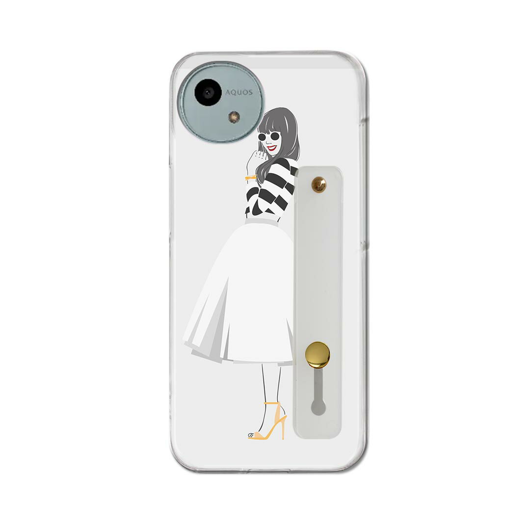 【送料無料】AQUOS wish4 用 SH-52E / A402SH 共通対応 ハードケース スマホ ベルト付 スマホバンド 落下防止 シリコン スタンド機能付 スリム 背面 片手持ち カバー 携帯リング フィンガーリング 角度調整 010902 ファッション サングラス スカート