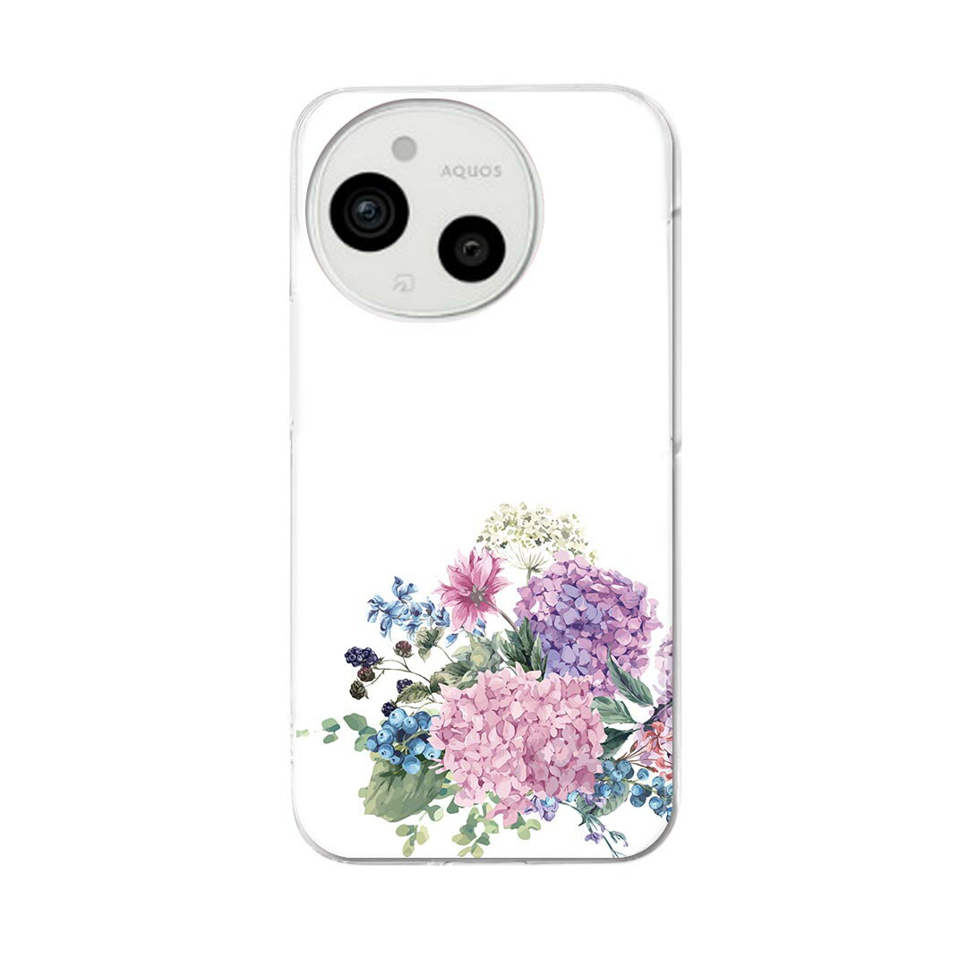AQUOS sense9 用 スマホケース SH-53E / SHG14 / SH-M29 共通対応 sh53e ケース カバー ハードケース 020829 梅雨 紫陽花