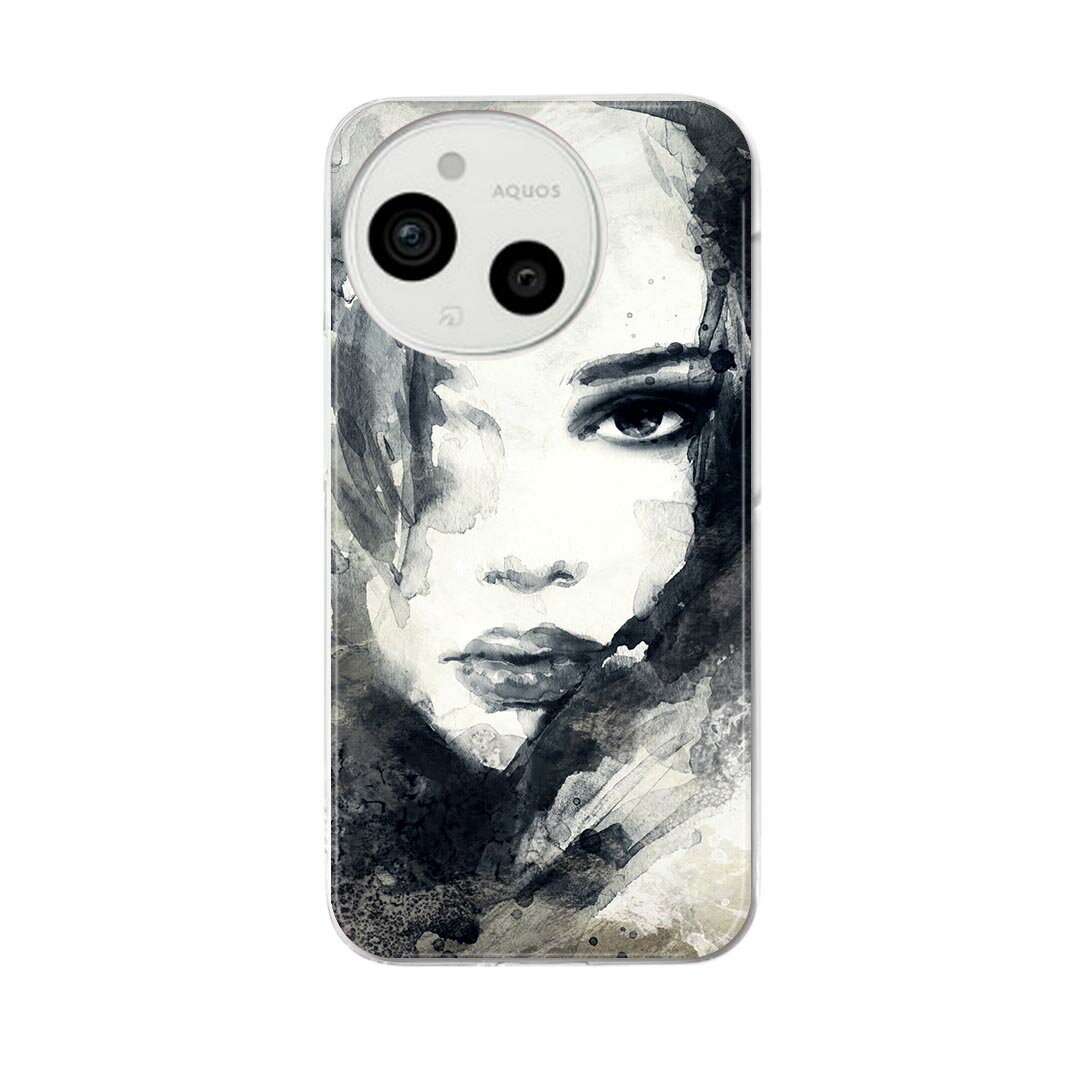 AQUOS sense9 用 スマホケース SH-53E / SHG14 / SH-M29 共通対応 sh53e ケース カバー ハードケース 010825 色彩　黒　人物