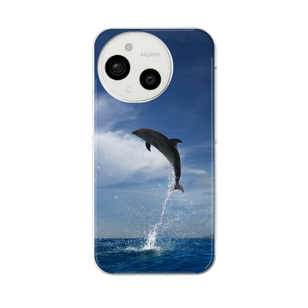 AQUOS sense9 用 スマホケース SH-53E / SHG14 / SH-M29 共通対応 sh53e ケース カバー ハードケース 010965 海　イルカ　写真