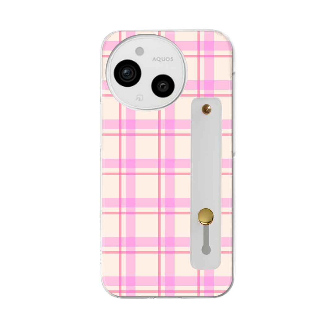 乐天商城 - AQUOS Sense9 / sense10 ケース SH-53E SHG14 SH-M29 / SH-53F SH-M33 対応ケース 各種共通対応 ハードケース スマホ ベルト付 スマホバンド 落下防止 シリコン スタンド機能付 片手持ち カバー 携帯リング フィンガーリング 角度調整 007642 ピンクチェック模様