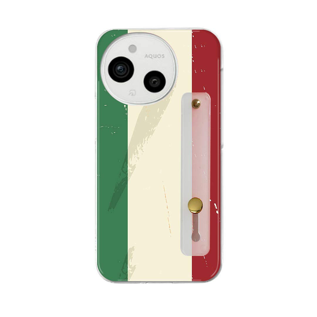 Mobile Phone - AQUOS Sense9 / sense10 ケース SH-53E SHG14 SH-M29 / SH-53F SH-M33 対応ケース 各種共通対応 ハードケース スマホ ベルト付 スマホバンド 落下防止 シリコン スタンド機能付 片手持ち カバー 携帯リング フィンガーリング 角度調整 011608 イタリア外国国旗