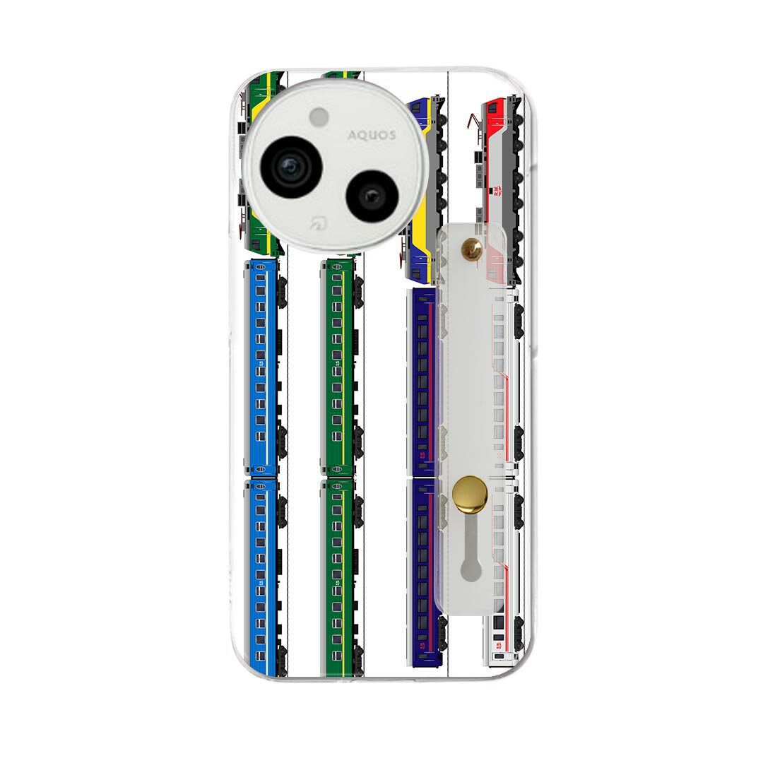 AQUOS Sense9 / sense10 ケース SH-53E SHG14 SH-M29 / SH-53F SH-M33 対応ケース 各種共通対応 ハードケース スマホ ベルト付 スマホバンド 落下防止 シリコン スタンド機能付 片手持ち カバー 携帯リング フィンガーリング 角度調整 013213 乗り物新幹線電車
