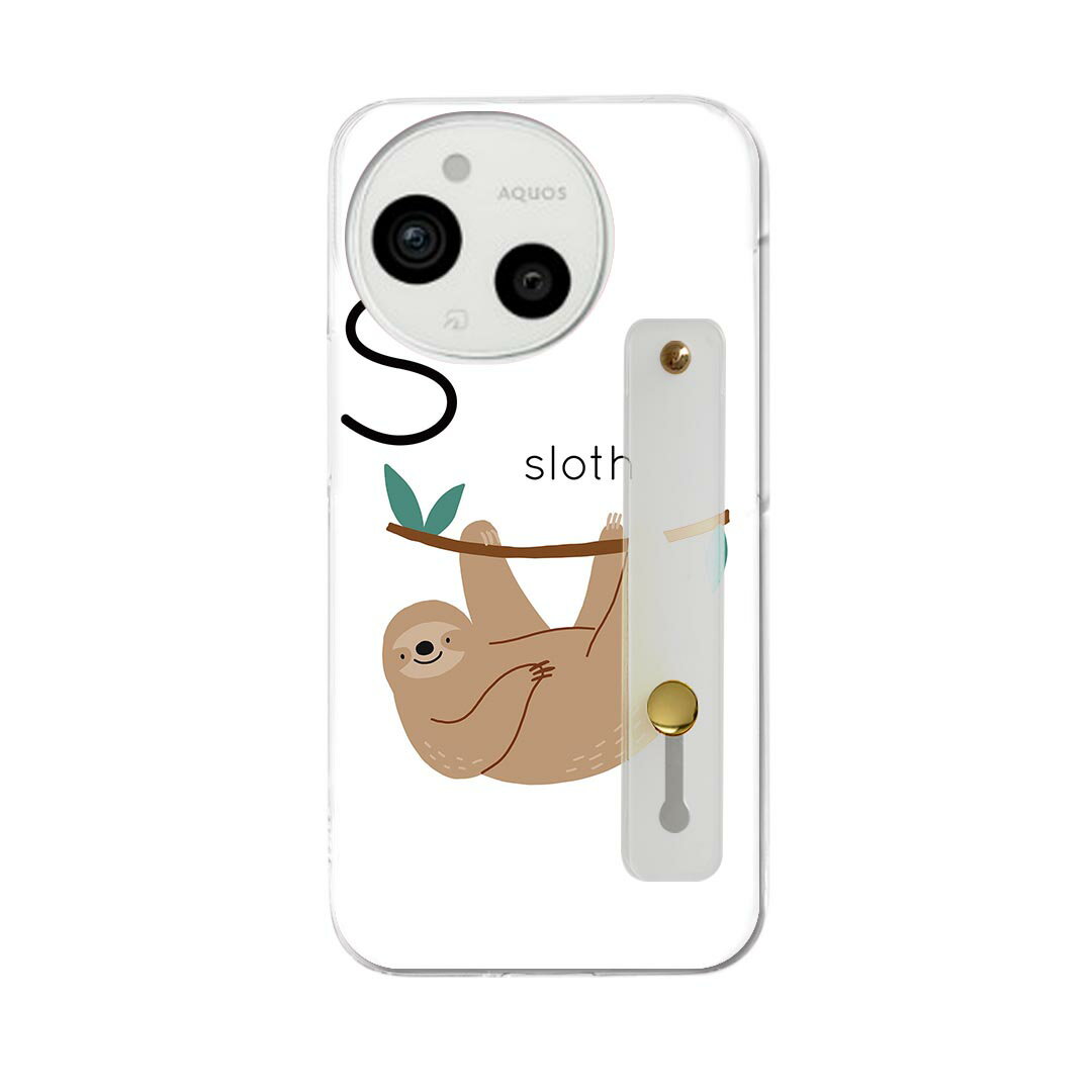 AQUOS Sense9 / sense10 ケース SH-53E SHG14 SH-M29 / SH-53F SH-M33 対応ケース 各種共通対応 ハードケース スマホ ベルト付 スマホバンド 落下防止 シリコン スタンド機能付 片手持ち カバー 携帯リング フィンガーリング 角度調整 019952 S sloth ナマケモノ