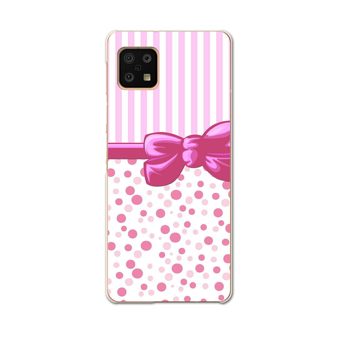 Rakuten - AQUOS sense6 SH-54B SHG05 用 ハードケース 002431 リボン　ボーダー　ピンク