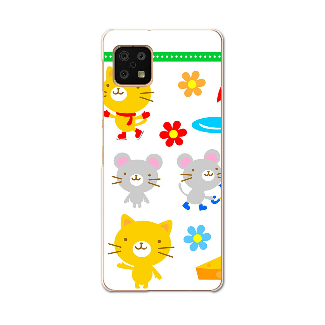 AQUOS sense6 SH-54B SHG05 用 ハードケース 007653 猫 ネズミ イラスト キャラクター