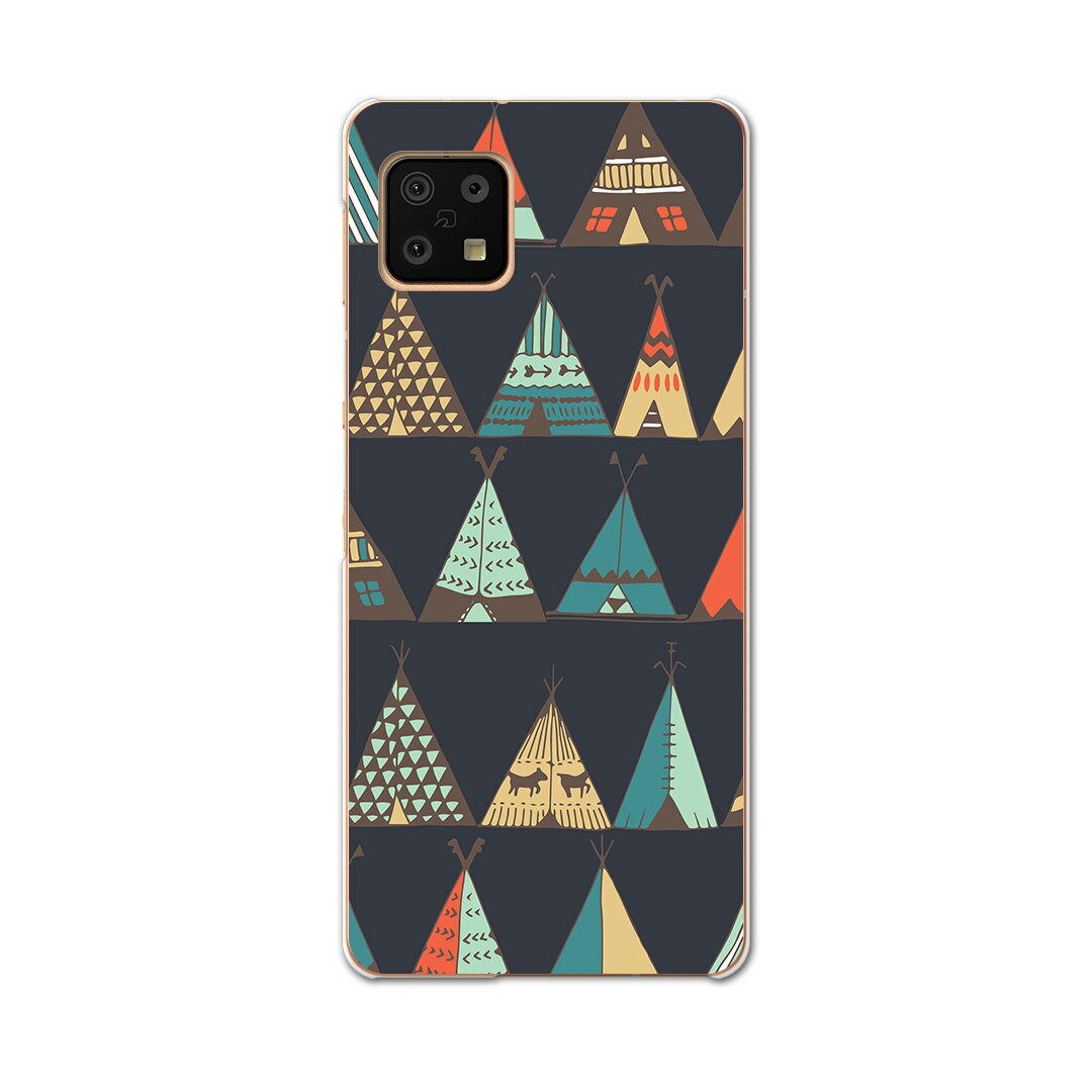 AQUOS sense6 SH-54B SHG05 用 ハードケース 010587 模様　テント　ネイビー